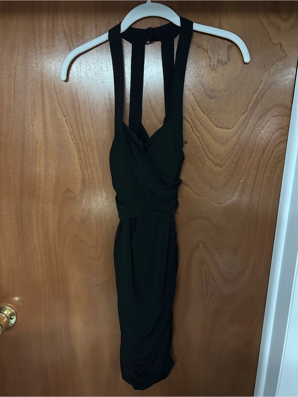 Charlotte Russe Black Midi Halter Draped Dress